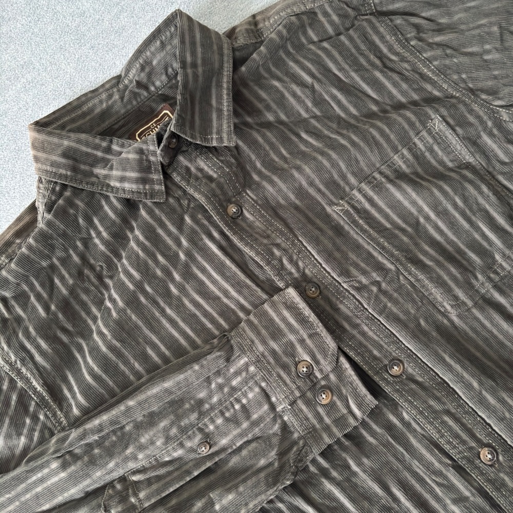 CE Schmidt Workwear Mens Medium Gray Striped Corduroy Button Down Shirt NWT